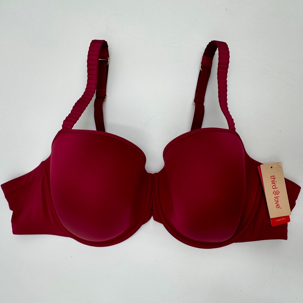 NWT ThirdLove T-Shirt Bra 24/7 Classic Comfort Women 44B Ruby Microfiber Pleated